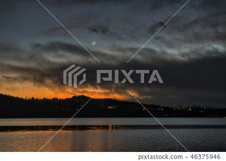 Moon sunset in the sky at the evening Moon sunset in the sky at the evening 46375946