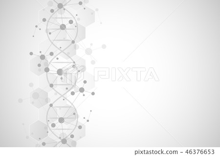DNA strand and molecular structure. Genetic engineering or laboratory research. Background texture 46376653