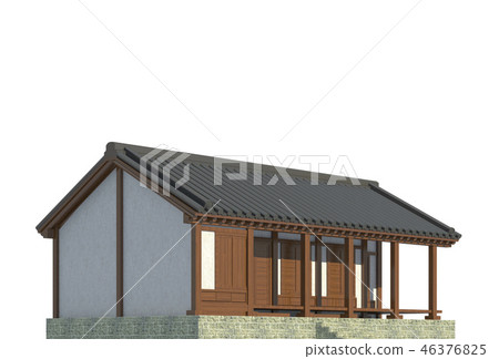 Japanese building isolated on white background 3d illustration 46376825