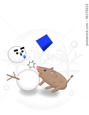Snow and the snowman clash in the snow scene 46376828