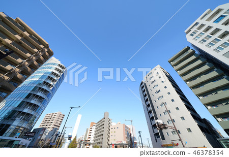 東京都市風景在日本我看在Ochiai駐地前面的都市風景 46378354