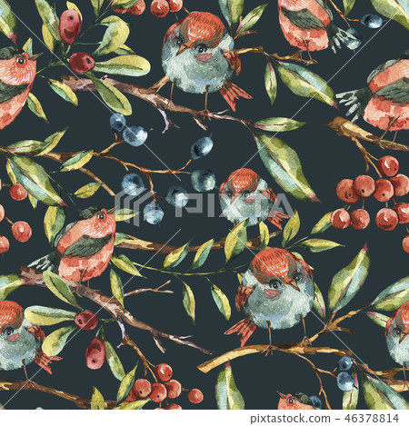 Cute watercolor natural floral seamless pattern... - Stock Illustration ...
