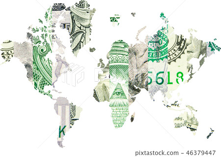 world map and american dollar collage world map and american dollar collage 46379447