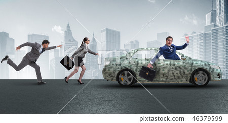 Businessman in the business concept with dollar car Businessman in the business concept with dollar car 46379599