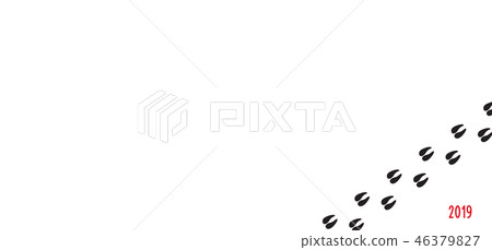 Happy New Year. Pig's hoof prints. Happy New Year. Pig's hoof prints. 46379827