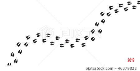 Happy New Year. Pig's hoof prints. 46379828