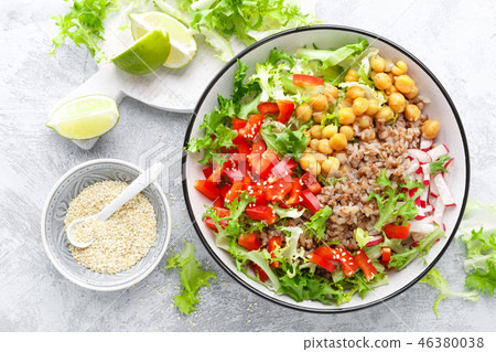 Healthy and delicious bowl with buckwheat 46380038