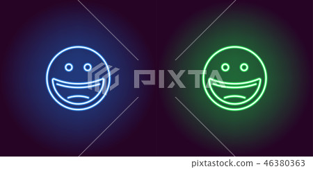 Neon illustration of laughing emoji. Vector icon Neon illustration of laughing emoji. Vector icon 46380363