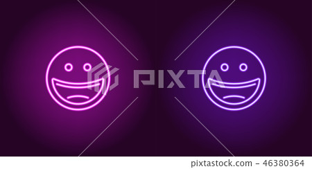 Neon illustration of laughing emoji. Vector icon 46380364