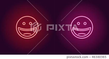 Neon illustration of laughing emoji. Vector icon Neon illustration of laughing emoji. Vector icon 46380365