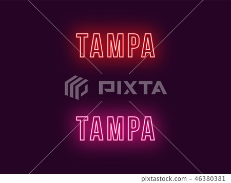 Neon name of Tampa city in USA. Vector text Neon name of Tampa city in USA. Vector text 46380381