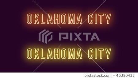 Neon name of Oklahoma City in USA. Vector text Neon name of Oklahoma City in USA. Vector text 46380435