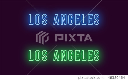 Neon name of Los Angeles city in USA. Vector text Neon name of Los Angeles city in USA. Vector text 46380464