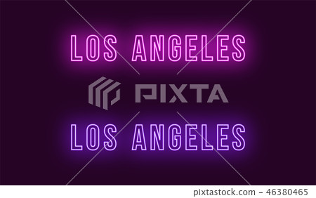 Neon name of Los Angeles city in USA. Vector text Neon name of Los Angeles city in USA. Vector text 46380465