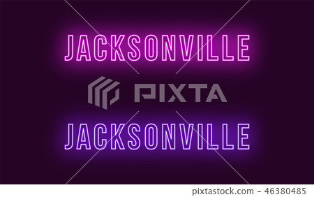 Neon name of Jacksonville city in USA. Vector text 46380485