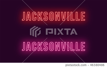 Neon name of Jacksonville city in USA. Vector text 46380486