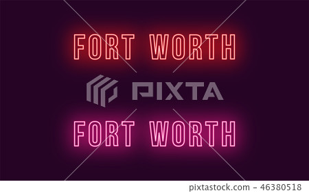 Neon name of Fort Worth city in USA. Vector text Neon name of Fort Worth city in USA. Vector text 46380518
