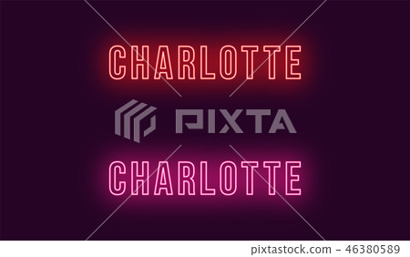 Neon name of Charlotte city in USA. Vector text 46380589