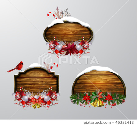 Vector wooden christmas board Vector wooden christmas board 46381418