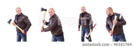 Man with axe isolated on white Man with axe isolated on white 46381764
