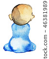 watercolor sketch of little baby isolated on white 46381989