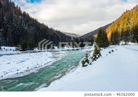 mountain river in winter 46382000