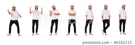 Young man in hat isolated on white 46382213