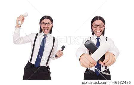 Angry businessman isolated on white 46382486