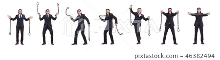 Man with chain isolated on the white 46382494