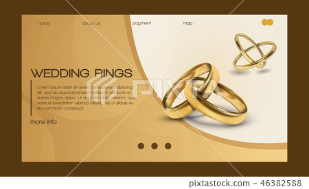 Wedding rings vector wed shop business landing page of engagement symbol gold jewellery for proposal Wedding rings vector wed shop business landing page of engagement symbol gold jewellery for proposal 46382588