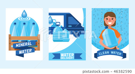 Water bottle vector man woman character delivering water drink liquid aqua bottled in plastic Water bottle vector man woman character delivering water drink liquid aqua bottled in plastic 46382590