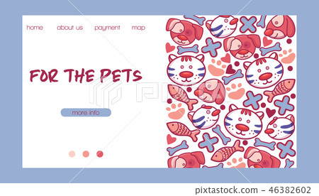 Veterinary vector pet animal character on vetclinic landing page vetshop web-page backdrop Veterinary vector pet animal character on vetclinic landing page vetshop web-page backdrop 46382602