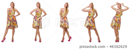Collage of woman in fashion look isolated on white 46382629