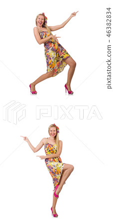 Collage of woman in fashion look isolated on white Collage of woman in fashion look isolated on white 46382834