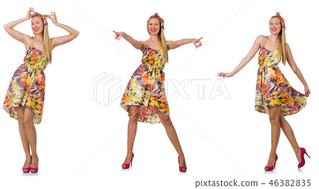 Collage of woman in fashion look isolated on white 46382835