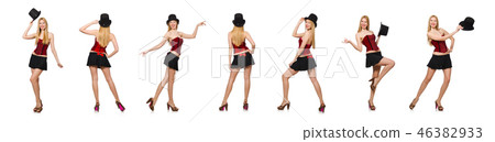 Woman magician isolated on white 46382933