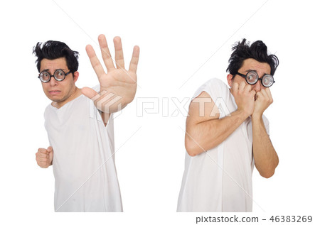 Funny man suffering from mental disorder 46383269