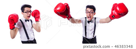 Funny boxer isolated on the white background Funny boxer isolated on the white background 46383348