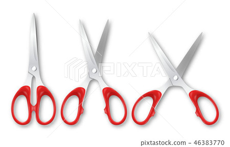 Vector 3d Realistic Metal Closed and Opened Stationery Scissors with Plastic Handles Icon Set Vector 3d Realistic Metal Closed and Opened Stationery Scissors with Plastic Handles Icon Set 46383770