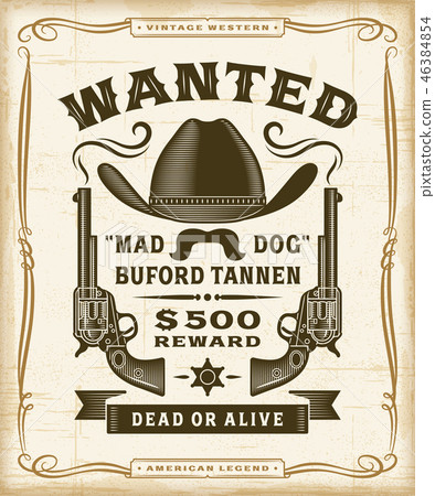 Vintage Western Wanted Label Graphics Vintage Western Wanted Label Graphics 46384854