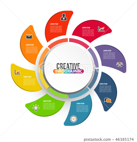Circle chart infographic template with 8 options - Stock Illustration ...