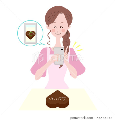 婦女桃紅色甜點做智能手機情人節 46385258