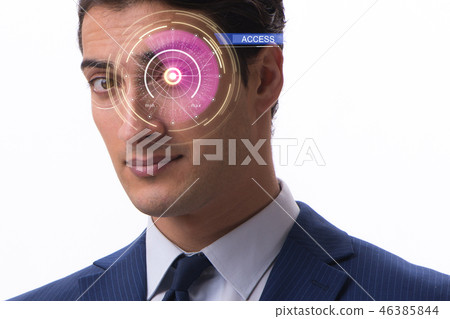 Concept of sensor implanted into human eye Concept of sensor implanted into human eye 46385844