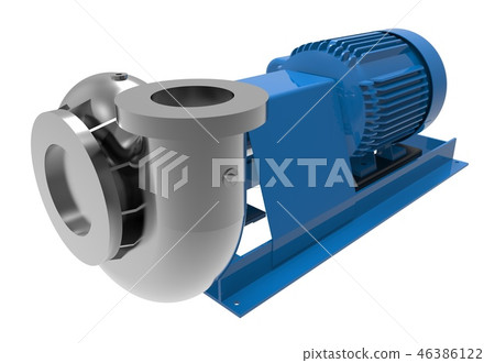 Electric water pump 3d illustration isolated on the white background Electric water pump 3d illustration isolated on the white background 46386122