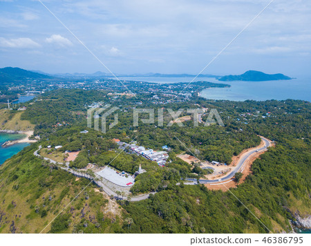 Aerial view of Promthep cape landmark of Phuket 46386795