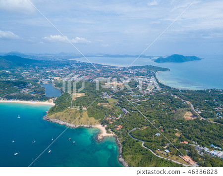 Aerial view of Promthep cape landmark of Phuket 46386828