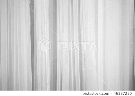 White curtain fabric pattern surface texture. Close-up of interi 46387250
