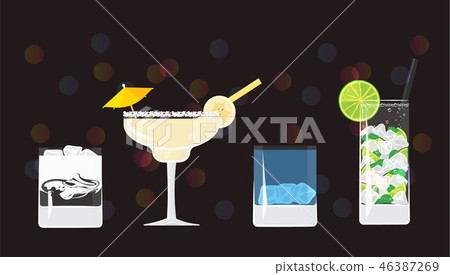 White Russian, Daiquiri , Blue lagoon  and Mojito 46387269
