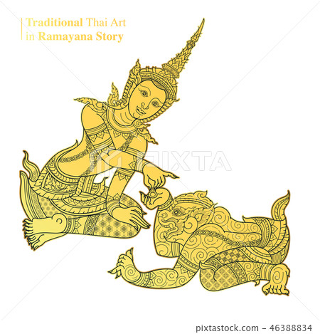 Traditional Thai Art in Ramayana Story, vector 46388834