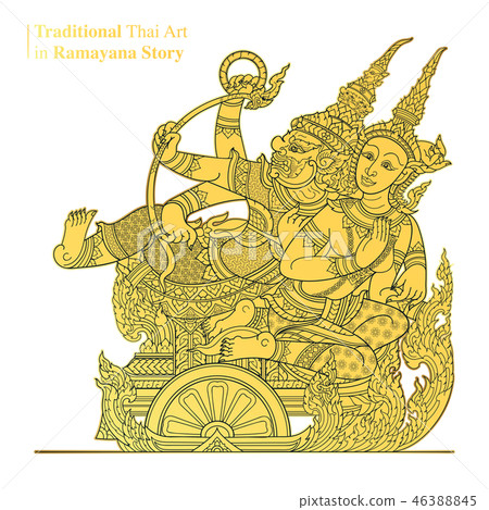 Traditional Thai Art in Ramayana Story, vector 46388845